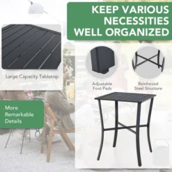 3PCS Patio Rattan Bar Furniture Set Slat Table 2 Cushioned Stools Poolside Gray -Costway GUEST 6c5d7e7b de41 40a2 af7b 7fd038346347