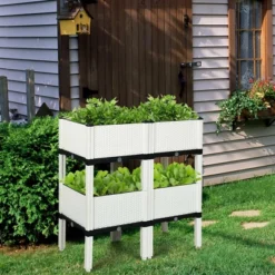 Costway Set Of 4 Raised Garden Bed Elevated Flower Vegetable Herb Grow Planter Box White 15 Costway Set Of 4 Raised Garden Bed Elevated Flower Vegetable Herb Grow Planter Box White -Costway GUEST 6c5e8ea4 7d82 41e0 a45f cfc0b61d3264