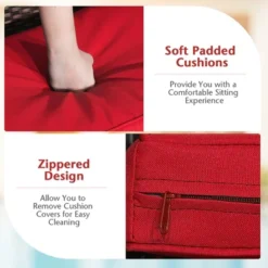 Costway 4PCS Patio Furniture Set Rattan Conversation Set W/ Tempered Glass Coffee Table Cushion Red -Costway GUEST 6cdf5e44 9d15 41cb a478 e7db5272141d