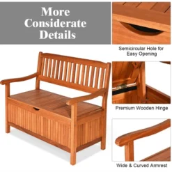 Costway 42'' Storage Bench Deck Box Solid Wood Seating Container Tools Toys W/Backrest 16 Costway 42'' Storage Bench Deck Box Solid Wood Seating Container Tools Toys W/Backrest -Costway GUEST 6d0b41e7 ffc8 4905 a7f5 e41fb250f4a9