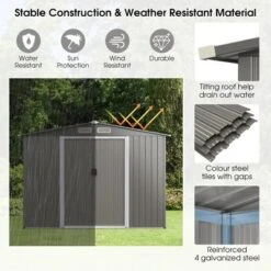 Costway 8'x6' Outdoor Storage Shed Galvanized Steel Tool House Organizer For Garden Yard -Costway GUEST 6d885842 5fef 409b 8cbc 82244ea9893c
