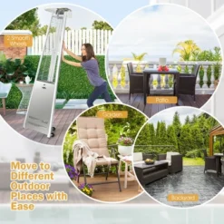 Costway 42,000 BTU Stainless Steel Pyramid Patio Heater Glass Tube Flame W/ Wheels -Costway GUEST 6db32d73 290e 41fb 9b59 cd0dbda3d2da