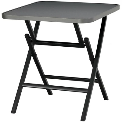 Costway Patio Folding Square Dining Table Aluminum Frame Tempered Glass Top 9 Costway Patio Folding Square Dining Table Aluminum Frame Tempered Glass Top - Image 9