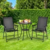 Costway 2PCS Patio Folding Dining Chairs Portable Camping Armrest Garden Black/Grey