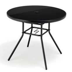 Costway 34 Inch Patio Dining Table Round Tempered Glass Tabletop With 1.5'' Umbrella Hole 17 Costway 34 Inch Patio Dining Table Round Tempered Glass Tabletop With 1.5'' Umbrella Hole -Costway GUEST 6e3d40bb 3099 43a7 ab95 888b806a8c9b