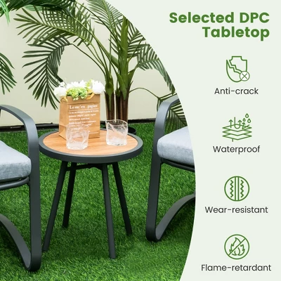 Costway 3pcs Patio Bistro Conversation Set DPC Tabletop Metal Cushioned Chairs Outdoor 5 Costway 3pcs Patio Bistro Conversation Set DPC Tabletop Metal Cushioned Chairs Outdoor - Image 5