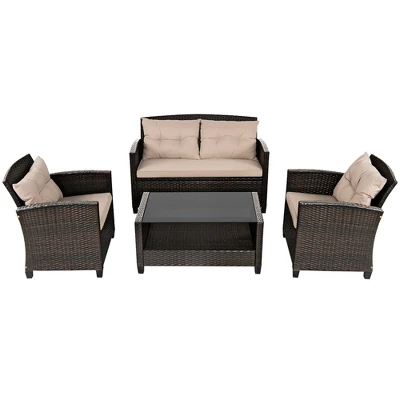 Costway 8pcs Patio Rattan Conversation Set Cushioned Outdoor Furniture Set 6 Costway 8pcs Patio Rattan Conversation Set Cushioned Outdoor Furniture Set - Image 6