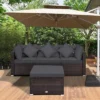 Costway 4PCS Patio Rattan Furniture Set Sofa Ottoman Cushion Garden Deck Grey