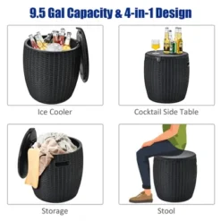 Costway 9.5 Gallon 4-in-1 Patio Rattan Cool Bar Cocktail Table Side Table BrownBlack 16 Costway 9.5 Gallon 4-in-1 Patio Rattan Cool Bar Cocktail Table Side Table BrownBlack -Costway GUEST 6f119d03 efab 4c75 855a dc7802321ca4