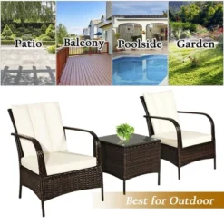 Costway 3 PCS Patio Rattan Furniture Set Coffee Table & 2 Rattan Chair W/White Cushions 12 Costway 3 PCS Patio Rattan Furniture Set Coffee Table & 2 Rattan Chair W/White Cushions -Costway GUEST 6f2bf436 6b7e 460a 8892 032b18575ef3