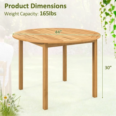 Costway Patio Dining Table Acacia Wood Round Outdoor Bistro Table 4-Person For Deck Lawn 9 Costway Patio Dining Table Acacia Wood Round Outdoor Bistro Table 4-Person For Deck Lawn - Image 9