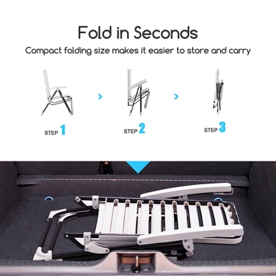 Costway Patio PP Chaise Lounge Folding Reclining Chair 7-Level Backrest Footrest White 6 Costway Patio PP Chaise Lounge Folding Reclining Chair 7-Level Backrest Footrest White - Image 6