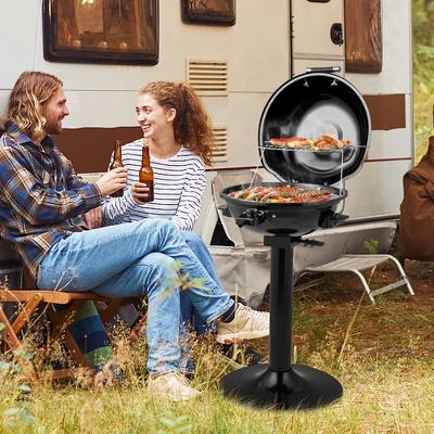 Costway 1600W Electric BBQ Grill With Warming Rack, Temperature Control & Grease Collector 1 Costway 1600W Electric BBQ Grill With Warming Rack, Temperature Control & Grease Collector