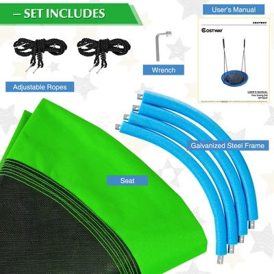 Costway 40'' Nest Tree Swing Outdoor Round Swing For Backyard BlueGreen 4 Costway 40'' Nest Tree Swing Outdoor Round Swing For Backyard BlueGreen - Image 4