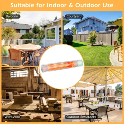 Costway Wall-Mounted Patio Heater 750W/1500W Infrared Heater With 9-Level Adjustable 24H Timer & Remote Control Silver 5 Costway Wall-Mounted Patio Heater 750W/1500W Infrared Heater With 9-Level Adjustable 24H Timer & Remote Control Silver - Image 5