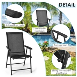 Costway 4PCS Patio Folding Dining Chairs Portable Camping Armrest Garden Black 16 Costway 4PCS Patio Folding Dining Chairs Portable Camping Armrest Garden Black -Costway GUEST 704cbc4c 91eb 4937 bb6e c3ec1b893740