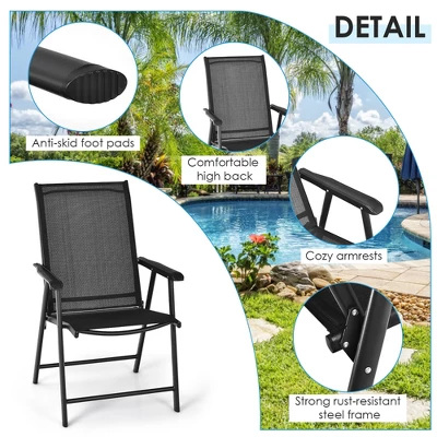Costway 4PCS Patio Folding Dining Chairs Portable Camping Armrest Garden Black 8 Costway 4PCS Patio Folding Dining Chairs Portable Camping Armrest Garden Black - Image 8