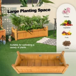 Costway Wooden Rectangular Planter Box Raised Garden Bed For Plants With 4 Corner Drainage 14 Costway Wooden Rectangular Planter Box Raised Garden Bed For Plants With 4 Corner Drainage -Costway GUEST 70607488 62ab 41bc 897b e521de99ad81