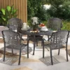 Costway 4pcs Patio Cast Aluminum Armrest Chairs Dining Stackable Outdoor Bronze/White