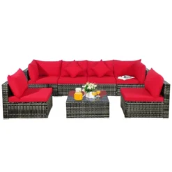 Costway 7PCS Patio Rattan Furniture Set Sectional Sofa Garden Red Cushion 11 Costway 7PCS Patio Rattan Furniture Set Sectional Sofa Garden Red Cushion -Costway GUEST 7064c8a8 e933 4ee8 85f5 84ed84508c46