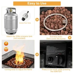 Costway 35'' Propane Gas Fire Pit Table Patio PE Wicker Rattan W/ Lava Rocks PVC Cover -Costway GUEST 709433a8 3085 43f5 b5fa 4e1889acbf09