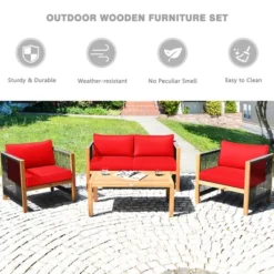 Costway 8PCS Wooden Patio Furniture Set Cushioned Sofa W/Rope Armrest WhiteTurquoiseRed 14 Costway 8PCS Wooden Patio Furniture Set Cushioned Sofa W/Rope Armrest WhiteTurquoiseRed -Costway GUEST 709bc6b2 df95 43f1 b1c3 73c470e3710b
