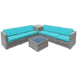 Costway 8 PCS Wicker Sofa Rattan Furniture Set Patio Furniture W/ Storage Table White BlackTurquoiseRed -Costway GUEST 70a4ee05 7c82 43f1 93f4 a73b823997f9