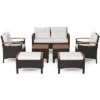 Costway 7PCS Patio Rattan Furniture Set Cushion Armrest Loveseat Ottoman Table