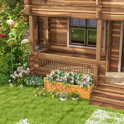 Costway Wooden Rectangular Planter Box Raised Garden Bed For Plants With 4 Corner Drainage 1 Costway Wooden Rectangular Planter Box Raised Garden Bed For Plants With 4 Corner Drainage