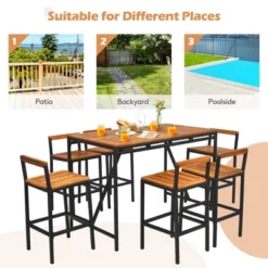 Costway 7PCS Patio Rattan Bar Set Acacia Wood Frame Stools Table Umbrella Hole 13 Costway 7PCS Patio Rattan Bar Set Acacia Wood Frame Stools Table Umbrella Hole -Costway GUEST 70e5eb13 824a 4a99 8a85 0b55be359d9c