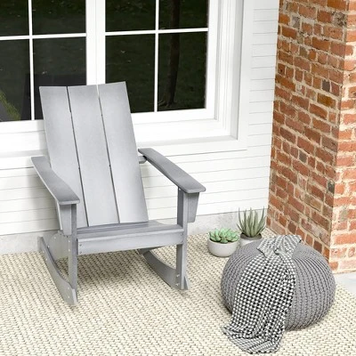 Costway Patio Adirondack Rocking Chair All Weather HDPE Porch Rocker 330lbs Grey Outdoor 3 Costway Patio Adirondack Rocking Chair All Weather HDPE Porch Rocker 330lbs Grey Outdoor - Image 3