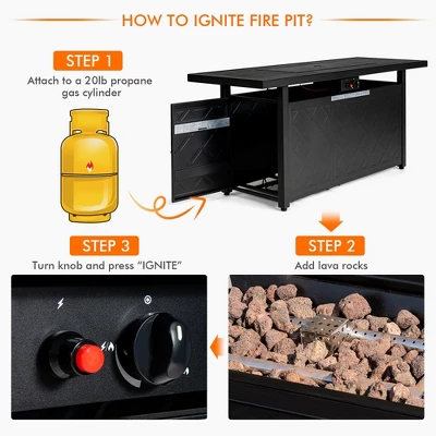 Costway 57'' Rectangular Propane Gas Fire Pit 50,000 Btu Heater Outdoor Table 6 Costway 57'' Rectangular Propane Gas Fire Pit 50,000 Btu Heater Outdoor Table - Image 6