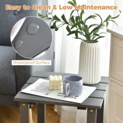 Costway 3PCS Patio Adirondack Chair Side Table Set Solid Wood Garden Deck Grey -Costway GUEST 719a6722 428e 482e 8491 d63c31957834