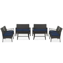Costway 8PCS Patio Rattan Wicker Furniture Set Cushioned Sofa Armrest Coffee Table Navy 11 Costway 8PCS Patio Rattan Wicker Furniture Set Cushioned Sofa Armrest Coffee Table Navy -Costway GUEST 71d46cb8 db1d 4a8d ba69 672f688f541d