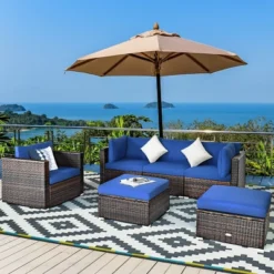 Costway 6PCS Patio Rattan Furniture Set Sofa Coffee Table Ottoman Navy 11 Costway 6PCS Patio Rattan Furniture Set Sofa Coffee Table Ottoman Navy -Costway GUEST 722581b4 0a43 4ffd a737 84787c8d5a31 1