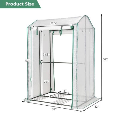 Costway 39'' X 32'' X 59'' Walk-in Garden Greenhouse Warm House For Plant Growing 4 Costway 39'' X 32'' X 59'' Walk-in Garden Greenhouse Warm House For Plant Growing - Image 4