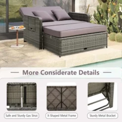Costway Patio Rattan Daybed Set Wicker Loveseat Sofa With Ottoman & Retractable Side Tray 17 Costway Patio Rattan Daybed Set Wicker Loveseat Sofa With Ottoman & Retractable Side Tray -Costway GUEST 72ab604b e008 42cf 9a68 363e963e5d87