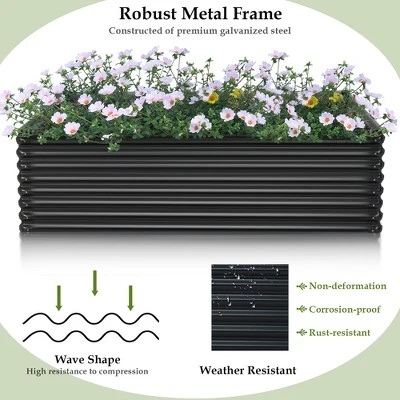 Costway 1 PC Galvanized Raised Garden Bed Outdoor Planter Box Firewood Rack Log Holder 5 Costway 1 PC Galvanized Raised Garden Bed Outdoor Planter Box Firewood Rack Log Holder - Image 5