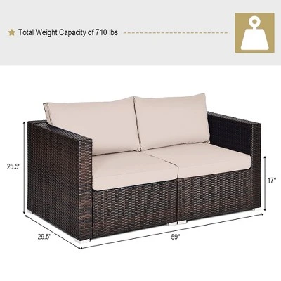 Costway 2PCS Patio Rattan Corner Sofa Sectional Furniture 2 Costway 2PCS Patio Rattan Corner Sofa Sectional Furniture - Image 2