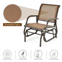 Costway Outdoor Single Swing Glider Rocking Chair Armrest Garden Porch Backyard GreyBrown -Costway GUEST 72fc966a f8fd 460e a128 80e5cb2bd2c0