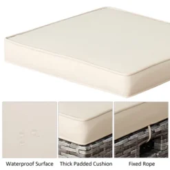 Costway 2PCS Patio Rattan Cushioned Ottoman Seat Foot Rest Table -Costway GUEST 7345cab2 f155 477c 8946 f96b5cfc489e