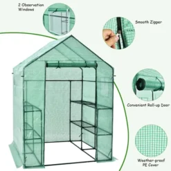 Costway Walk-in Greenhouse 56''x56''x77'' Gardening W/Observation Windows 2 Tier 8 Shelves 13 Costway Walk-in Greenhouse 56''x56''x77'' Gardening W/Observation Windows 2 Tier 8 Shelves -Costway GUEST 73620d5e 81f3 43bc 8ef7 3b1b6d96155c