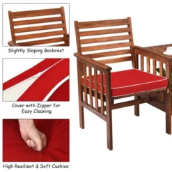 Costway Patio Loveseat Conversation Set Acacia Wood Chair Coffee Table Cushioned White Red 16 Costway Patio Loveseat Conversation Set Acacia Wood Chair Coffee Table Cushioned White Red -Costway GUEST 739d7f95 6307 4ff7 b743 490b4d38288d