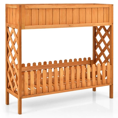 Costway 2-Tier Raised Garden Bed Elevated Wood Planter Box For Vegetable Flower Herb 9 Costway 2-Tier Raised Garden Bed Elevated Wood Planter Box For Vegetable Flower Herb - Image 9