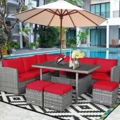 Costway 7 PCS Patio Rattan Dining Set Sectional Sofa Couch Ottoman Garden WhiteRedBlack 24 Costway 7 PCS Patio Rattan Dining Set Sectional Sofa Couch Ottoman Garden WhiteRedBlack -Costway GUEST 744954da eb61 4fd3 b04d 2229669893c6