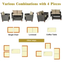 Costway 4PCS Patio Rattan Furniture Set Solid Wood Leg Cushioned Sofa Garden Lawn 15 Costway 4PCS Patio Rattan Furniture Set Solid Wood Leg Cushioned Sofa Garden Lawn -Costway GUEST 748da307 2498 423c a40b f16c30702aa9