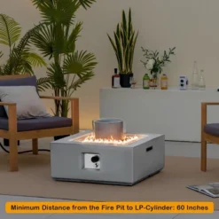 Costway 28'' Patio Fountain Fire Pit Table 50,000 BTU Square Propane Fire Pit WithPVC Cover -Costway GUEST 74befb72 ccab 4581 93cd d30f5bfaf167