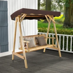 Costway 2 Person Wooden Garden Canopy Swing A-frame With Weather-resistant Canopy -Costway GUEST 74c7927d e186 4918 bc5d f7698c7ddc2f