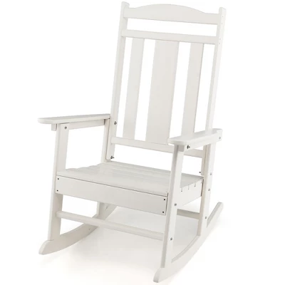 Costway Patio Rocking Chair All-Weather HDPE Rocker High Back Porch WhiteGreyTurquoise 11 Costway Patio Rocking Chair All-Weather HDPE Rocker High Back Porch WhiteGreyTurquoise - Image 11