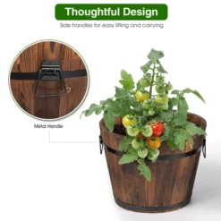 Costway 3 Pcs Wooden Planter Barrel Set Decorative Flower Bed Multiple Size 13 Costway 3 Pcs Wooden Planter Barrel Set Decorative Flower Bed Multiple Size -Costway GUEST 7521e098 2194 4c96 968b f97c794c5075